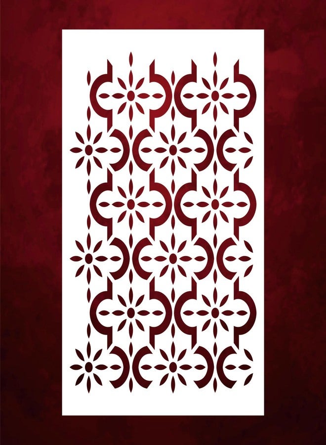 LC Creative Crafts استنسل تصميم جداري بنمط الزهور الهندسية من إل سي كرييتيف كرافتس | استنسل جداري بنمط مغربي حديث | استنسل جداري بتصميم زهور عرقية (20 بوصة × 28 بوصة) -LC000354 (GEO01) - Image 1